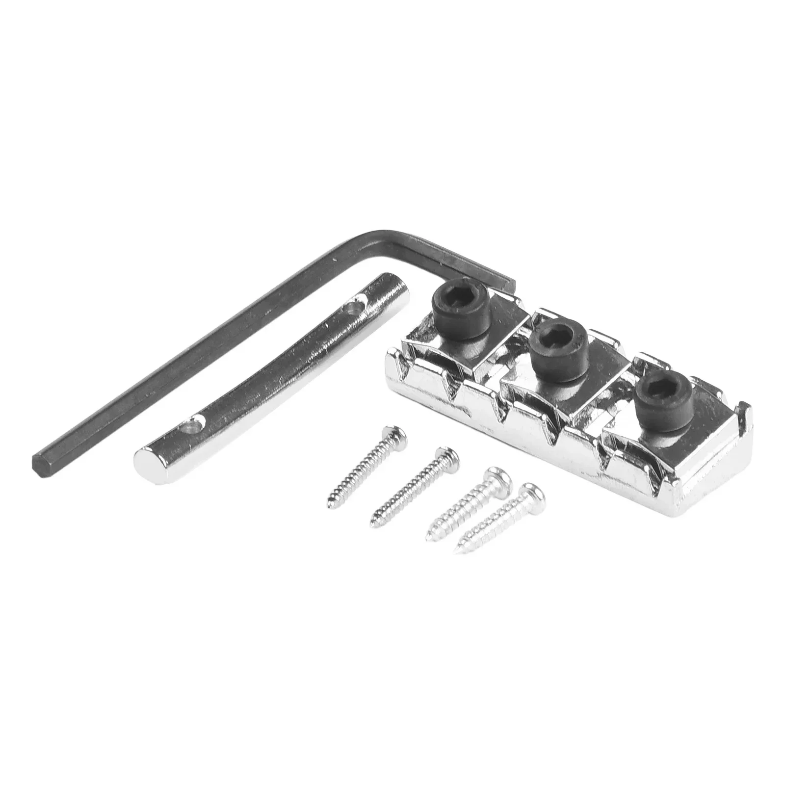 Stainless Steel Guitar Locking Nut String Lock Top Mount Type ST Electric Guitar Bridge Applicable Comes with Screws and Wrench