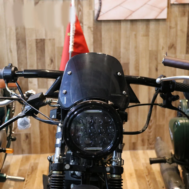 Retro Motorcycle Headlight Modification 5-7 Inch Front Headlights Motorcycle Windshield Front Windshield C for Classic Bikes