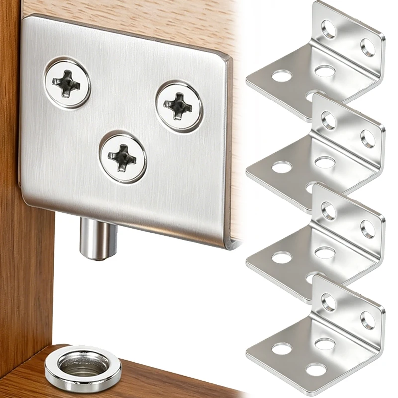 Stainless Steel Pivot Hinges Heavy Duty L-Type Shelf Support Brackets Concealed Shaft Door Hinges Furniture Hardware Accessories
