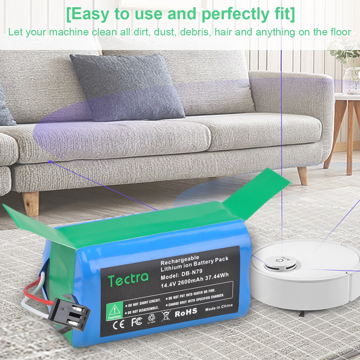 

14.4V 2600mAh Li-ion Battery for Ecovacs Deebot N79S, N79, DN622, Eufy Robovac 11, 11S, 11S Max, 30,30C,35C,15C Vacuum Cleaners