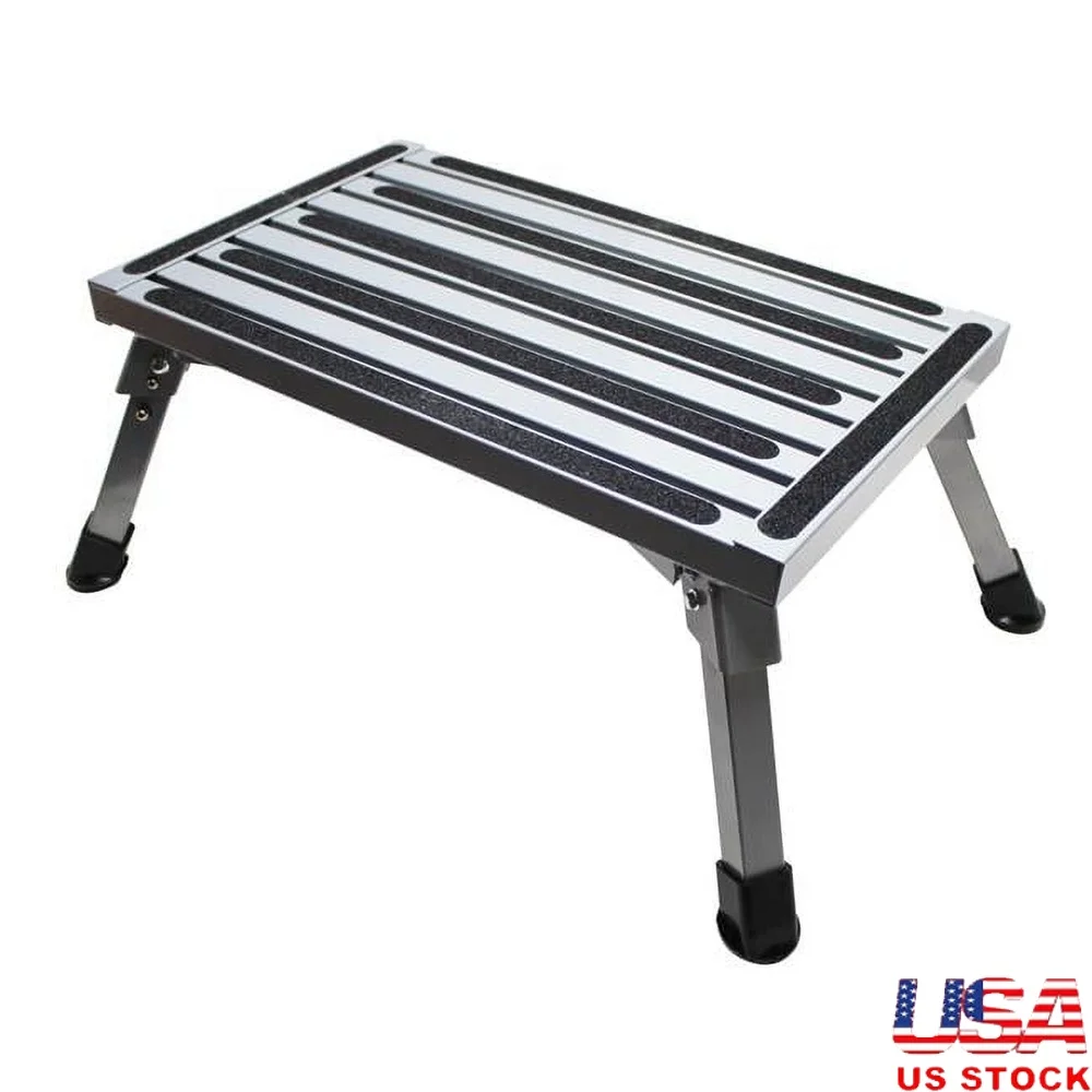 

Folding Aluminum Platform Step Lightweight Durable 19x11.75in Non-Slip Rubber Feet Collapsible 8in Height 400lbs Capacity Ideal