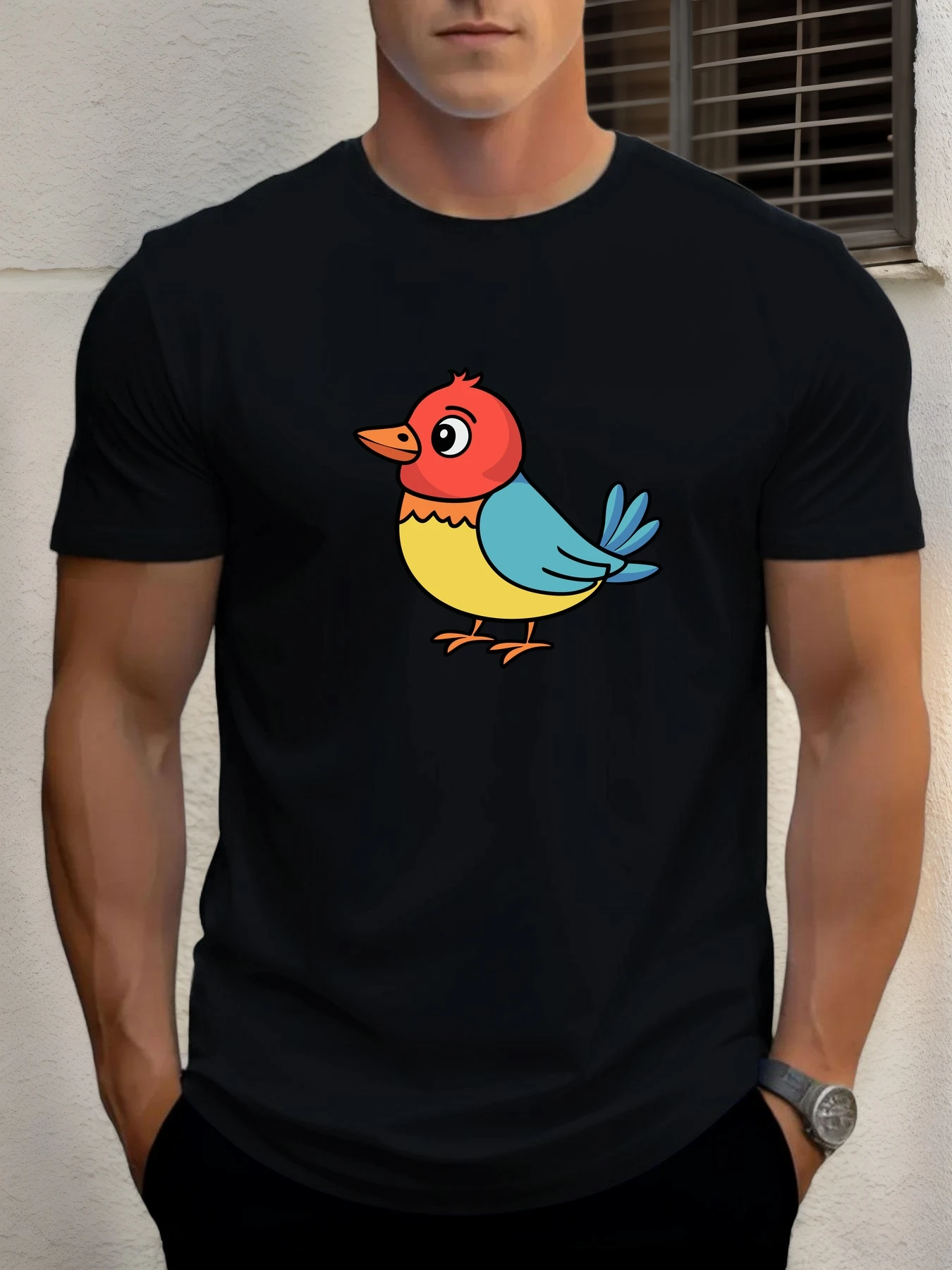 

T Shirt For Men Cartoon Birdie 100% Cotton Graphic Printing Summer Round Neck T-Shirt Casual Breathable Street Style Daily Top