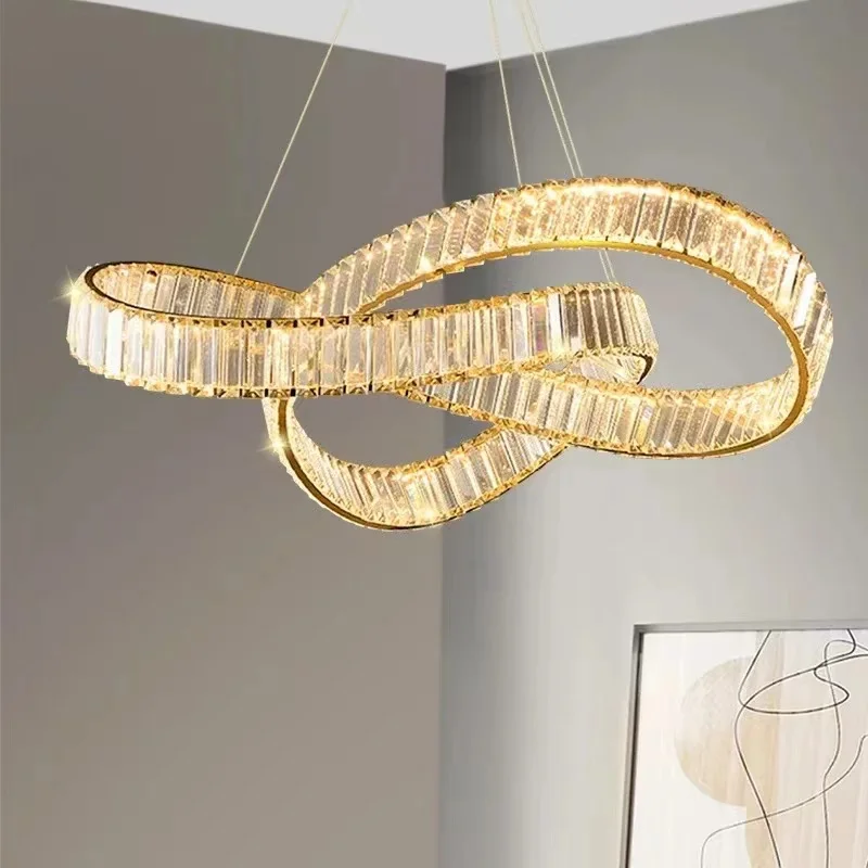 Italian Simple Spiral Crystal Living Room Modern LED Chandelier