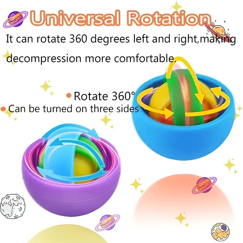 3D Rotation Ball Fidget Gyro Sensory Toys Hand Fidget Spinner Gyroscope Toys for Children 5 To 10 ADHD Autism Stress Relief Toy