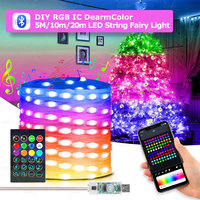 20M USB 5V LED String Light Bluetooth Music APP WS2812 RGBIC Programmable DIY Fairy Light Birthday Party Garland Christmas Decor