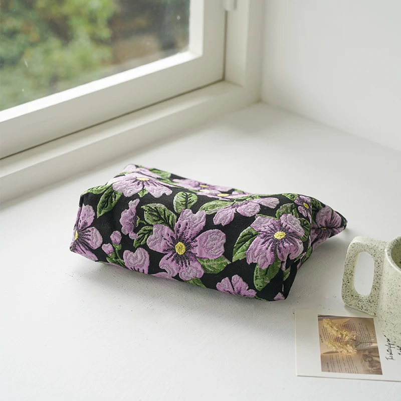 Purple Flower Women\'s Makeup Bag Large Capacity Cosmetics Skin Care Products Storage Bag Travel Toiletry Bag Handy Handy Bag