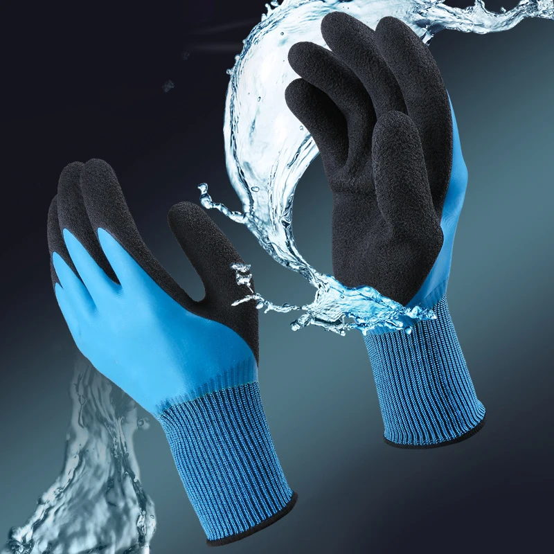 1 Pair Of Waterproof Gloves Water Grip Hanwoo Gloves Latex Full Coating Anti-skid Plain Wash Car Wash Garden Prevention Oil