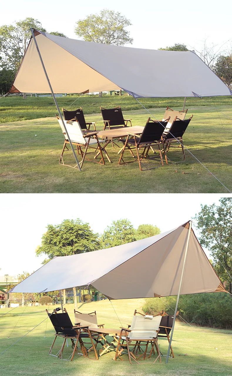 Grande Tenda De Acampamento De Lona Hexagon, Toldo De Acampamento Ao Ar Livre, Praia Piquenique Sun Shade, Tenda De Tarp