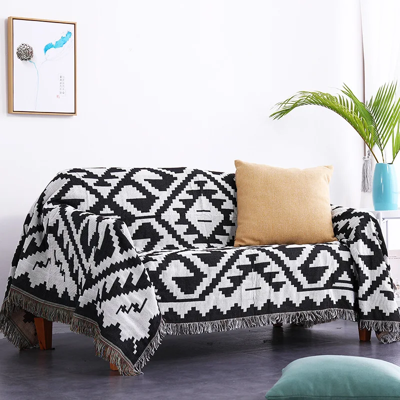 Bohemian Plaid Blanket for Sofa bed Decorative Blanket Outdoor Camping Blanket Boho Sofa cover throw Blanket Picnic With Tassel