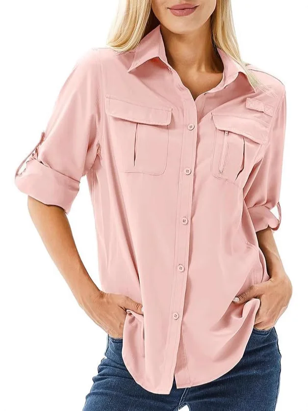 Spring New Omen Shirts Quick Dry Long Sleeve Shirts Breathable Mesh Outdoor Hiking Female Blouses