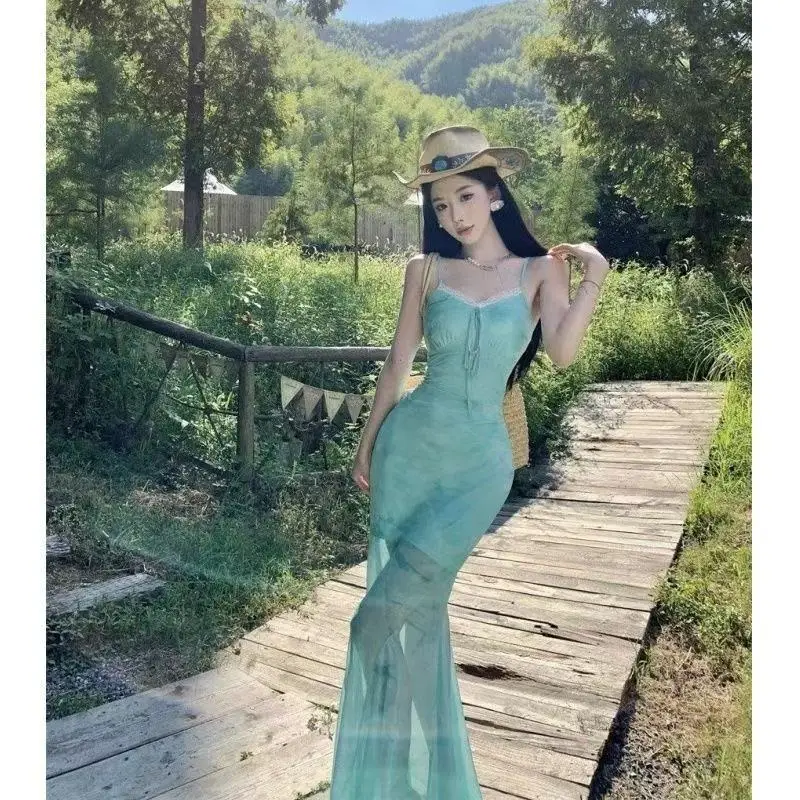 

Пляжное платье-русалка с высокой талией из полиэстера, облегающее, без бретелек, для отдыха на острове, коллекция Pure Desire