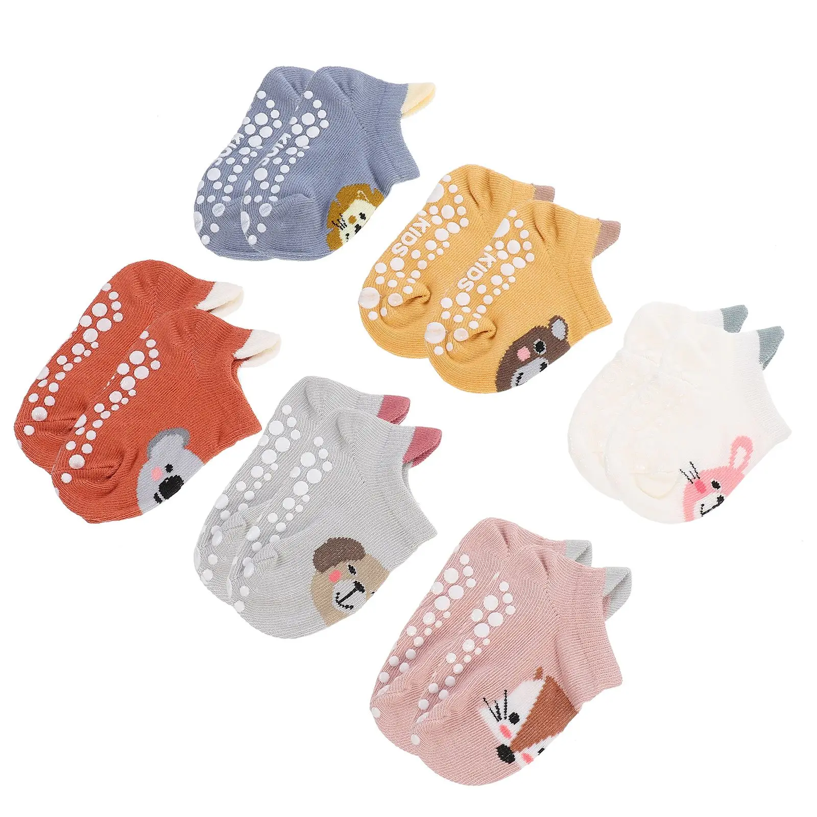 

6 Pairs Baby Non-slip Cartoon Cotton Toddler Ankle Floor Socks Low-cut Infant Socks Anti-slip Design Breathable Fabric