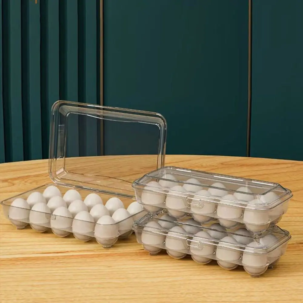 Portable 10/15 Grids Egg Box Anti-fall Container Eggs Case Kitchen Tools Transparent Egg Holder