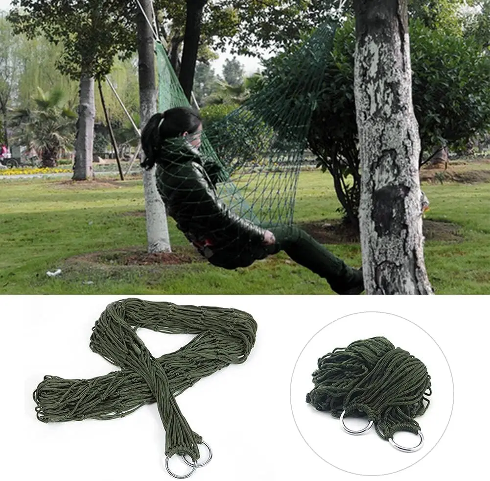

Portable 2.4x0.8m Hammock Durable Nylon Woven Mesh Hammock Camping Picnic Hiking Outing Thickened Swing Outdoor Accessories
