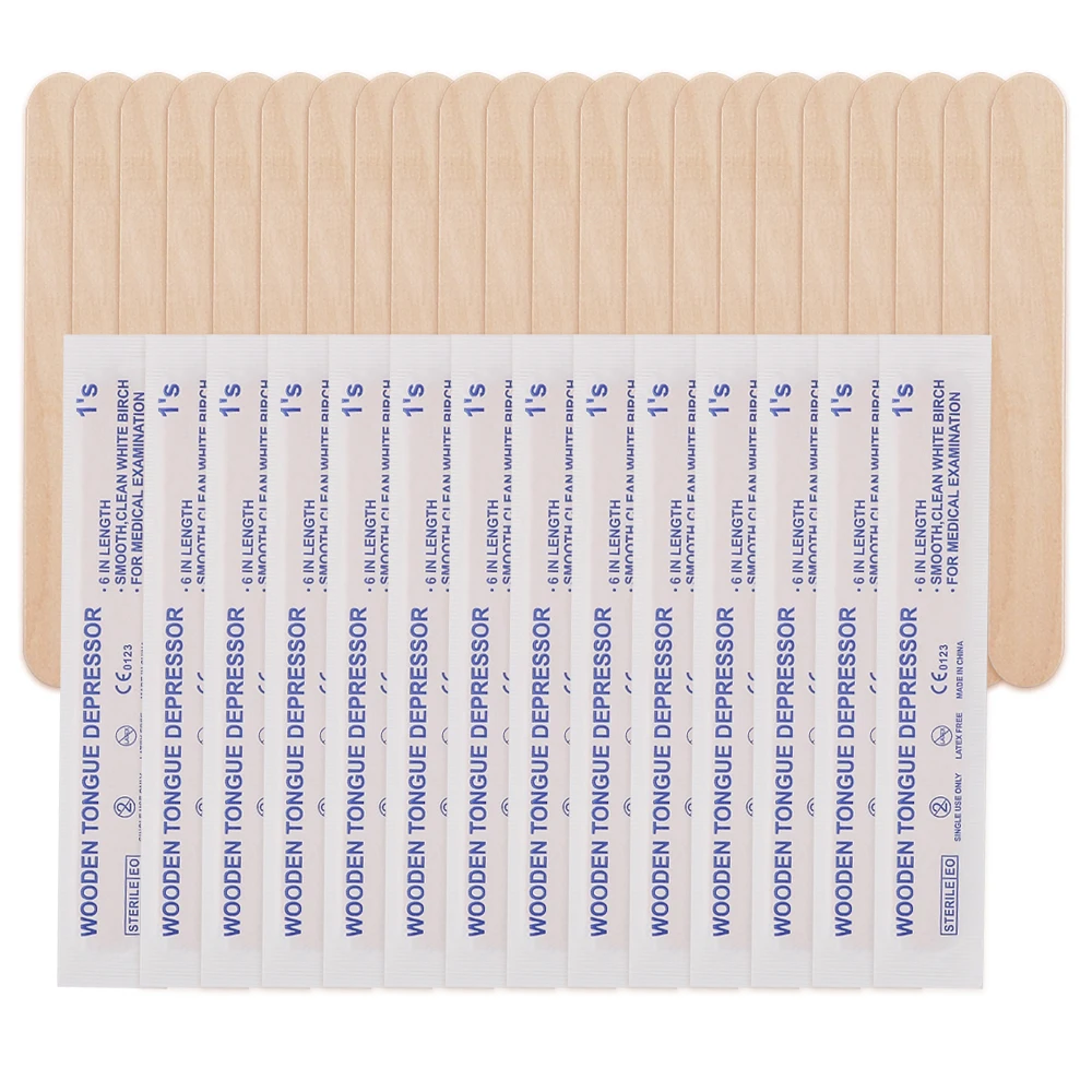 100/50/30/10PCS Tattoo Waxing Stick Disposable Tongue Depressor Wooden Sterilized Individual Pack Removal Tongue Beauty Tool