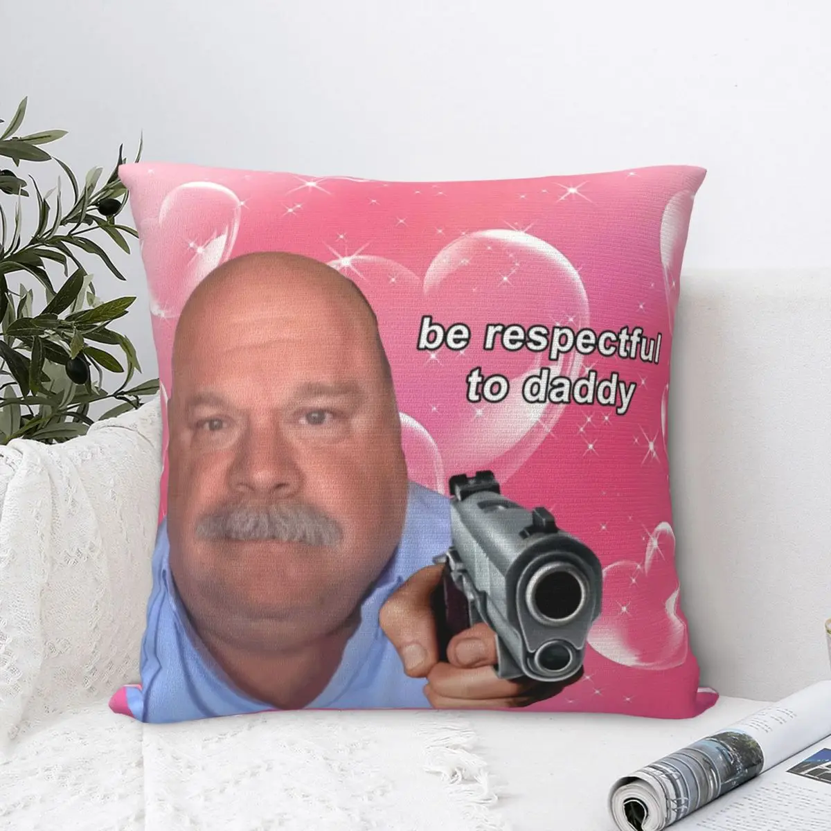 Winkle Bertram Be Respectful To Daddy Square Pillowcases Home Cushion Cover Cool Pillowcase 40*40