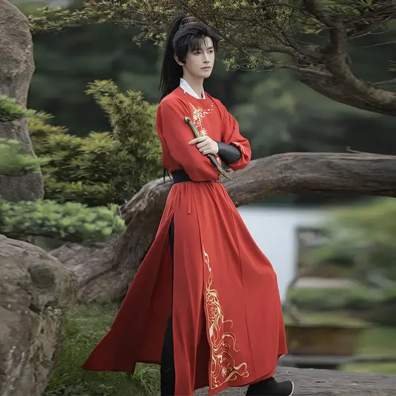 مجموعات التطريز Hanfu الأسود للرجال والنساء ، Hanfu القديمة ، تأثيري هالوين ، زي كرنفال ، فستان ذكر ، زائد الحجم ، 3XL