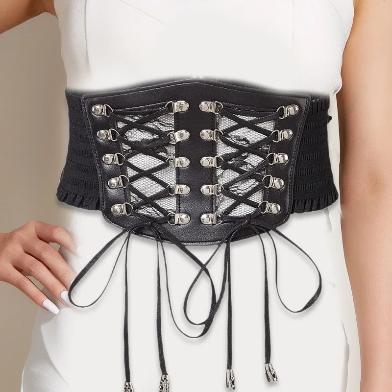 Corset Belt Waistband for Women Elastic Costume Waist Belt Sexy Lace Up R7RF