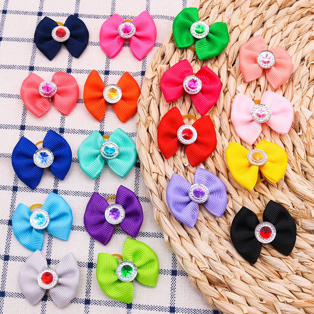 10/20/30PCS Pet Hair Bows Dog Grooming Accessories Bow With Rubber Bands For Dogs Headwear Puppy Cat Bow Pet Supplies