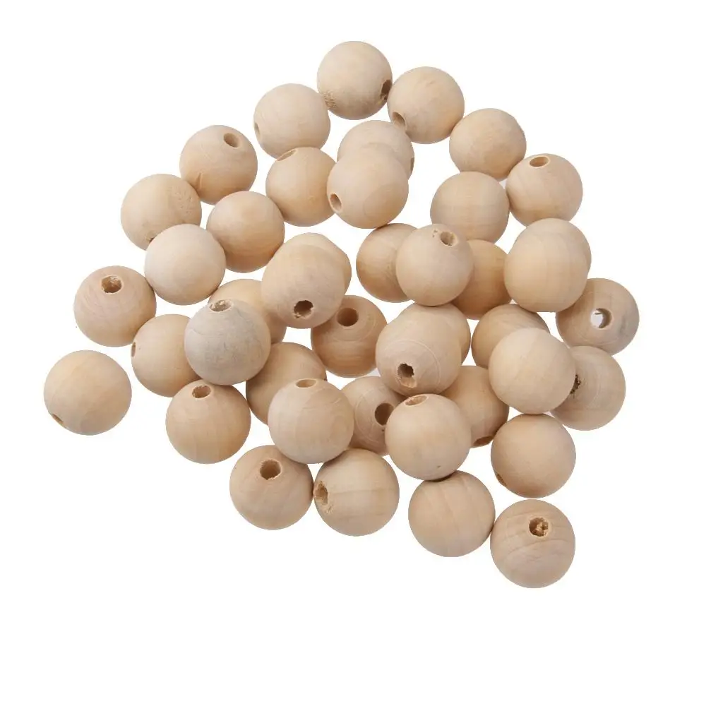 3-6pack 50Pcs Natural Round Wooden Bead Ball Jewellery Making Findings 0.8cm