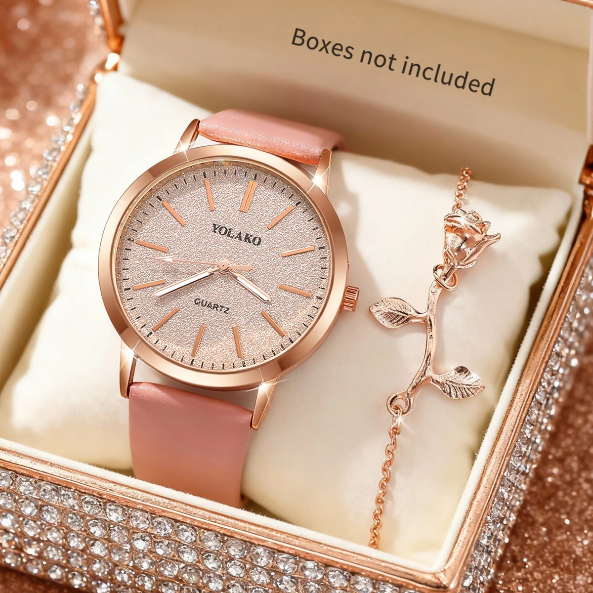 2-piece women's watch+accessory set, new fashionable watch+elegant accessories, the best choice for gift giving