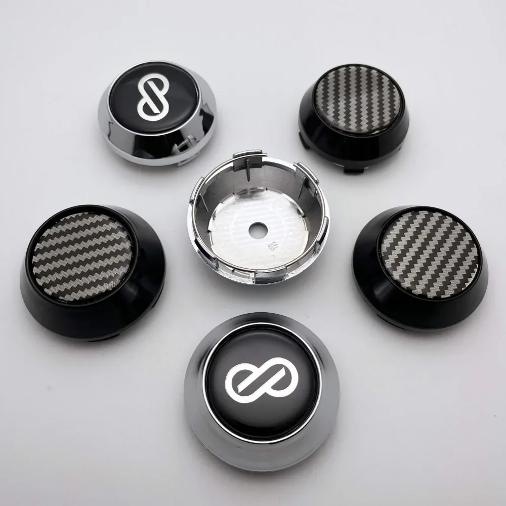 

4pcs 60mm Car Wheel Center Caps With Drop Glue ENKEI Badge Carbon Fibre Emblem Logo Rim Centre Hubcap Cover Styling Accessories