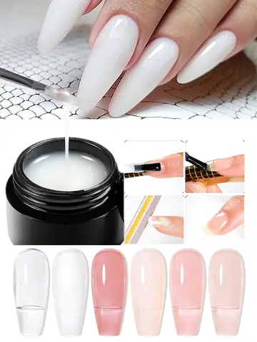 MEET ACROSS 8ML Quick Extension Nail Gel Vernis Nude Milk White Gel Nail Polish UV Semi Permanent Nails Art For Manicure Tools