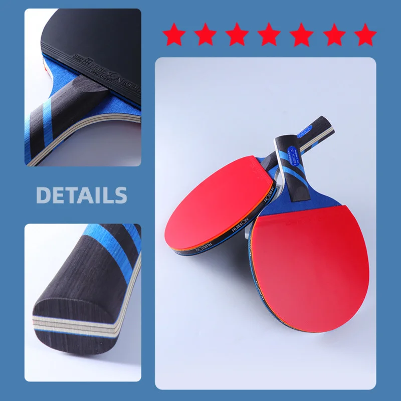 HUIESON Professional 7 Star Carbon Table Tennis Paddle Racket Set Pimples In Rubber 7-layers Pingpong Bat With Bag Indoor Games