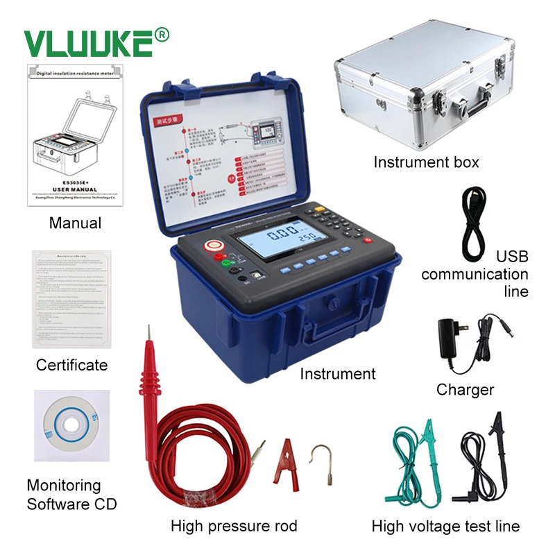 VLUUKE ES3035+ 5KV Digital Insulation Resistance Tester Electronic 220V 1 Year Warranty