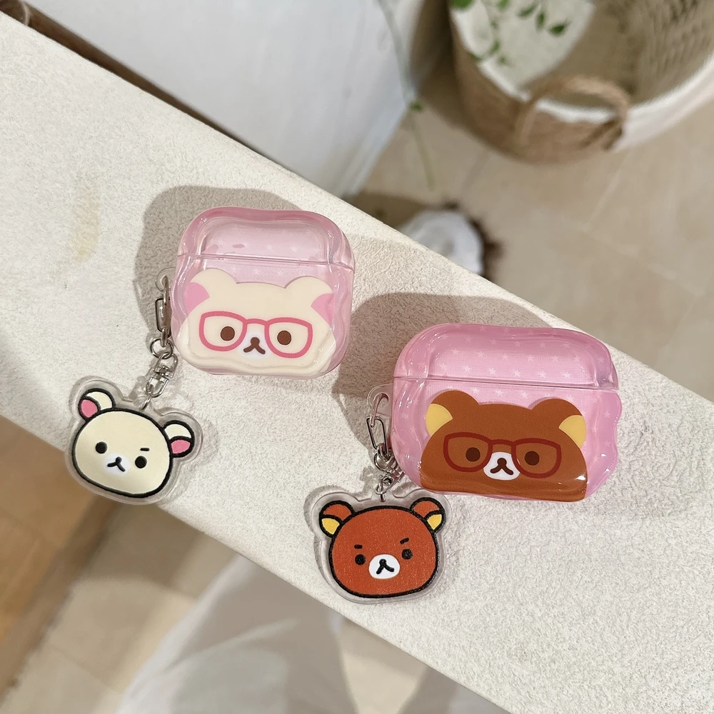 Cute Cartoon Anime Rilakkuma Bear Earphone Case For Airpods 4 2 3 1 Pro 3 2 Wireless Bluetooth Headset Protective Hard Cover view 4