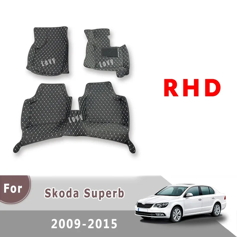 

Ковры RHD для Skoda Superb 2015 2014 2013 2012 2011 2010 2009, автомобильные коврики для педалей, аксессуары для интерьера, чехлы