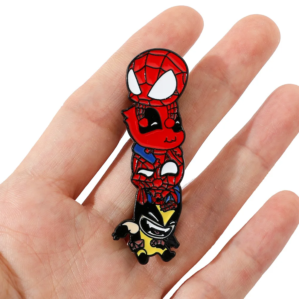 

Marvel ‎Deadpool & Wolverine Anime Figure Metal Brooch Cute Superhero Badge Pin Clothing Accessories Children Toy Birthday Gifts