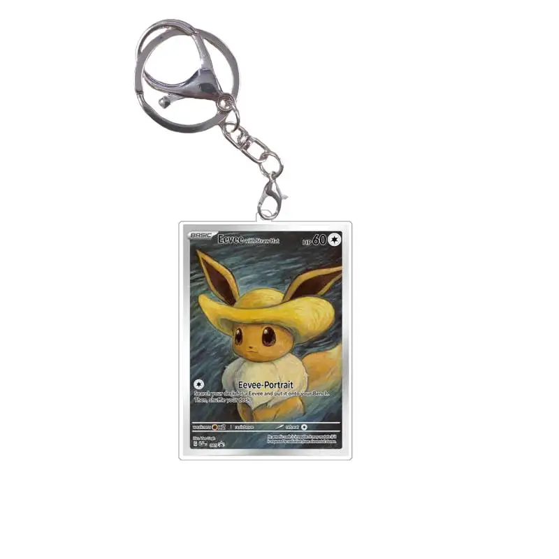 Anime Pokemon Charizard Keychains Squirtle Eevee Snorlax Small card Diy Acrylic Action Toy Figure Game Collection Pendant ﻿