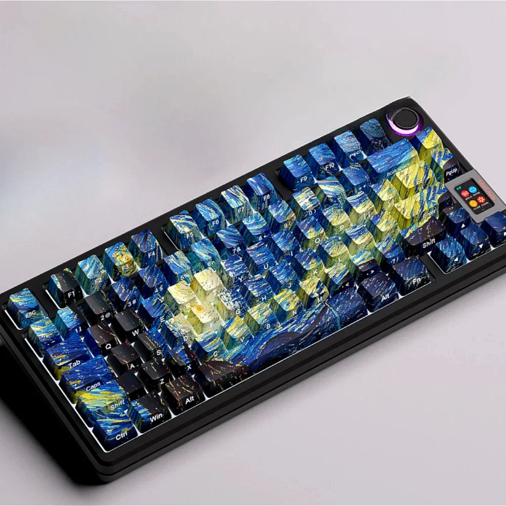 GEFENSI Keycaps Cherry PBT Star Moon Night Theme Side Engraved Translucent For 60/84/98/108 Mechanical Keyboards