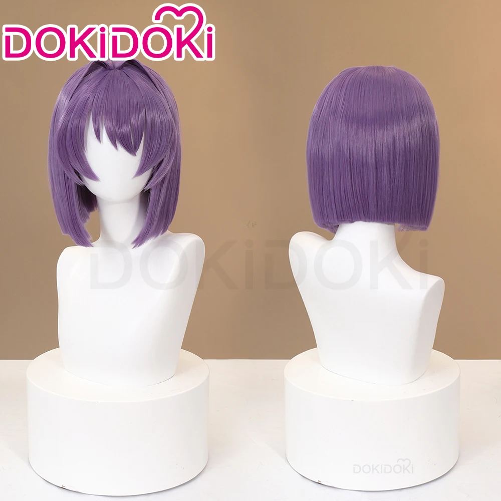 IN STOCK Fujibayashi Ryou Wig Anime CLANNAD Cosplay Wig DokiDoki Fujibayashi Ryou Women 38cm Cute Short Purple Hair Free Wig Cap