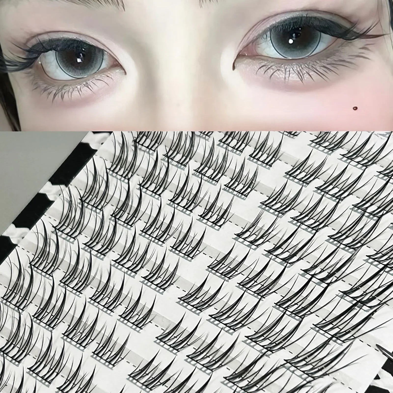 Charmante Füchse, falsche Wimpern, segmentierte, natürliche, dünne Wimpernverlängerung, einzelne Cluster, flauschige Wimpern, Make-up-Tools, 3/6/10 Reihen – Detail 3