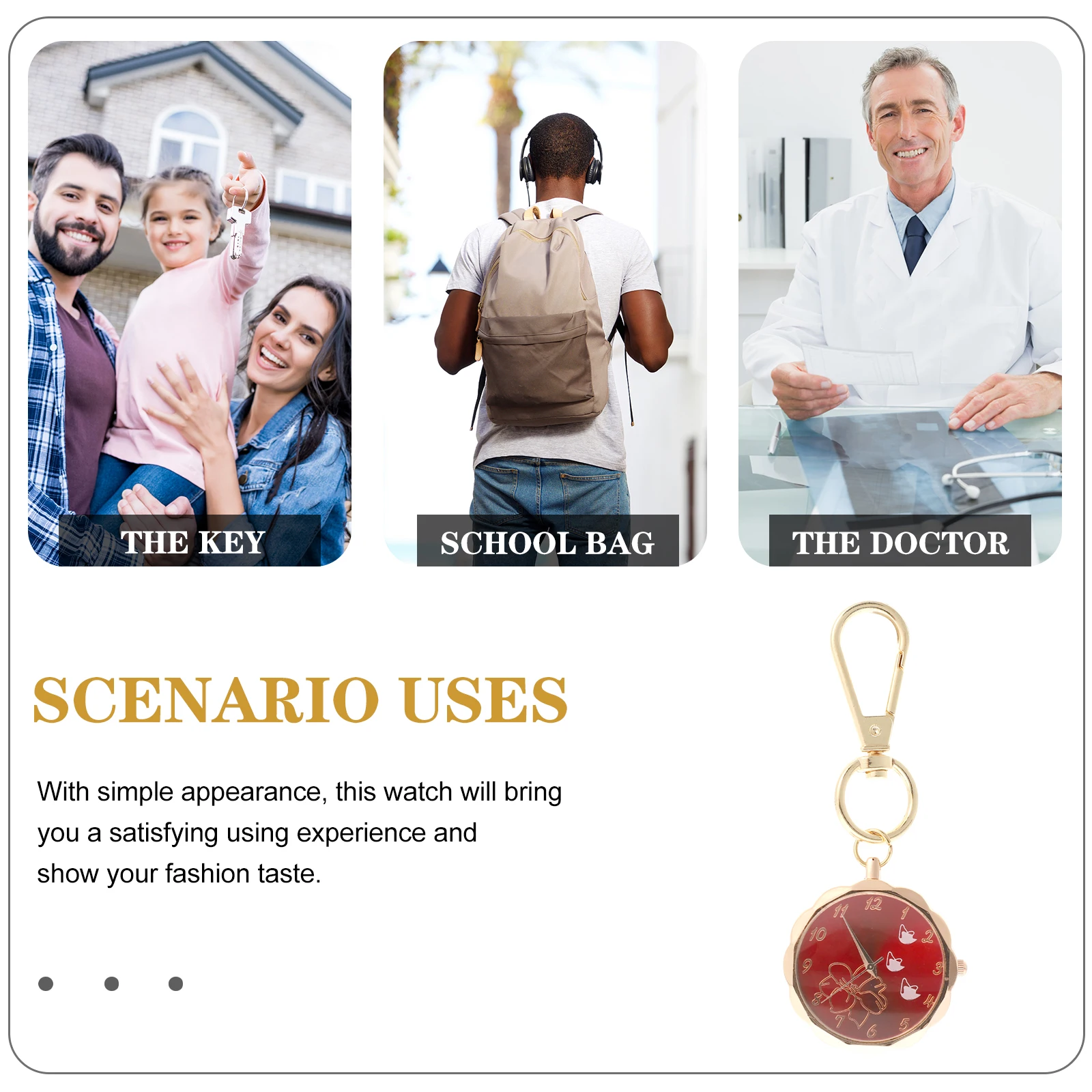 

Digital Keychain Watch Nurse Pendant Pocket Clip Backpack Hanging Gift Medical Student Decorative Alloy Glass Design Portable