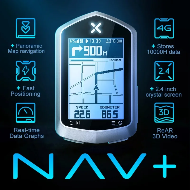 XOSS NAV Plus NAV+ Bike Computer GPS Bicycle Riding Cycling Map Route Navigation MTB Road Wireless Speedometer Odometer Vortex