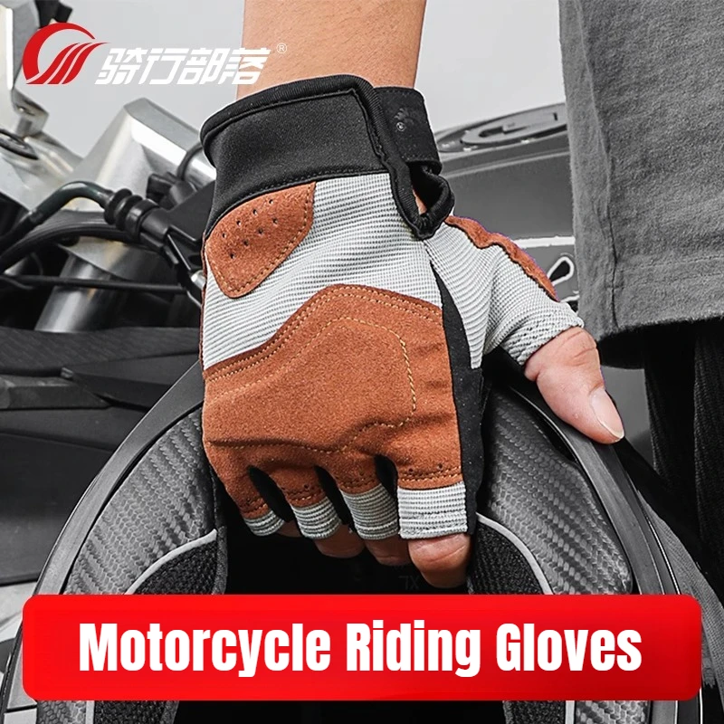 

Мотоциклетные перчатки для верховой езды, мужские ретро дышащие перчатки с половиной пальца для пригородных велосипедов, женские ретро велосипедные перчатки для мотокросса, Guantes Moto