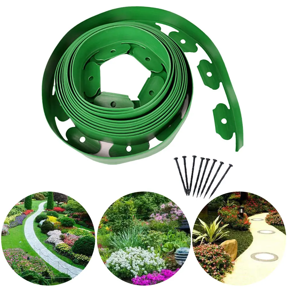 5/10M Landschap Rand Kit Vaste Tuinbarrière Gazon Gras Plastic Rand Rand Rand Rand Tuin Rand Spoel voor Gazon Yard Pathway