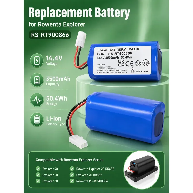 Replacement Battery for Rowenta Explorer 40 60 20 RS-RT900866 Compatible with Other Models High Capacity Long Lasting Power
