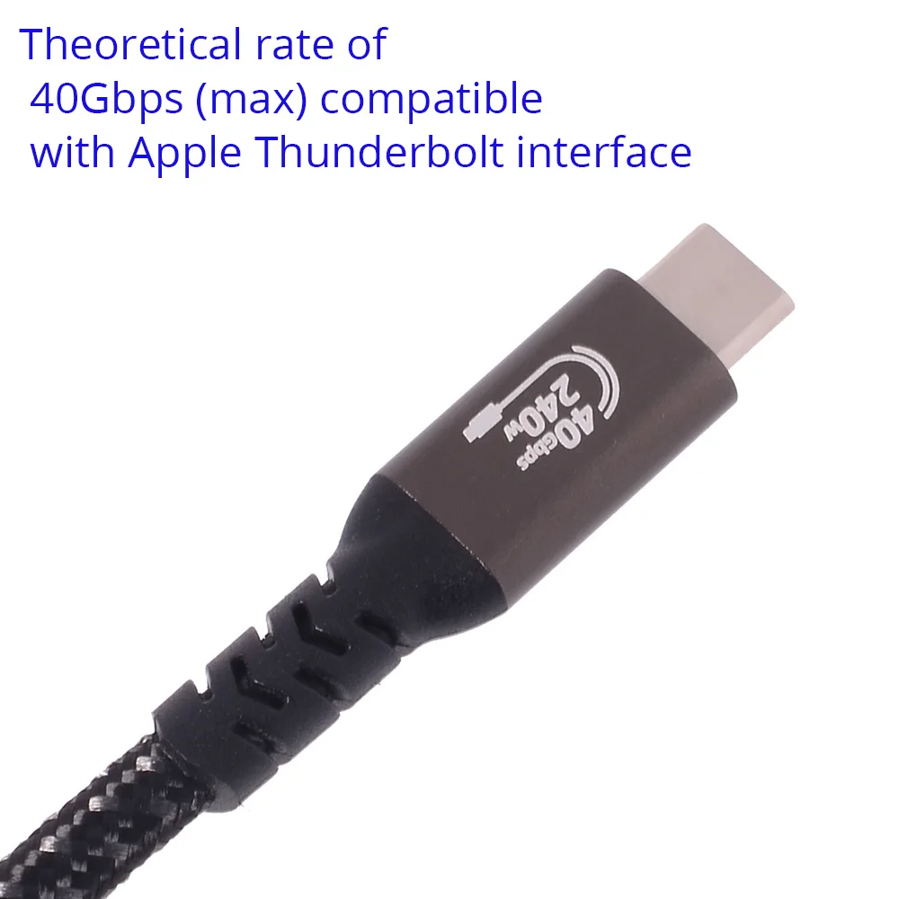 Cable de codo USB 4 Thunderbolt3/4 PD 240W 5A 8K tipo C, Cable de datos de carga rápida USB C corto 0,2 m 0,5 m 1m Macbook Pro VR Link