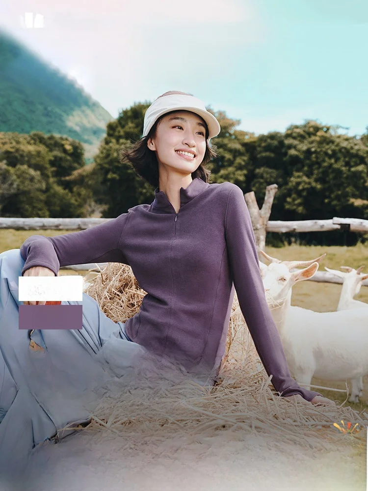 

Banana Le Ladies Fce Lined Slim Fit Base Layer irt Inner Wear Top Warm Autumn Yoga Fitn Training Clothing