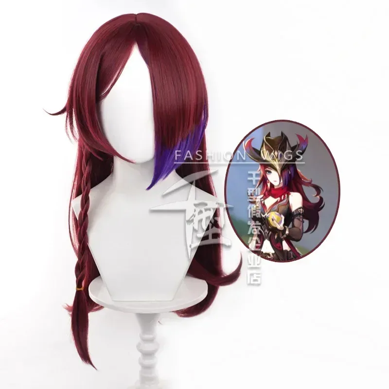 

Аниме Genshin Impact Chaska Косплей Оригинальный парик God Cos Моделирование кожи головы Топ Темно-красные длинные волосы