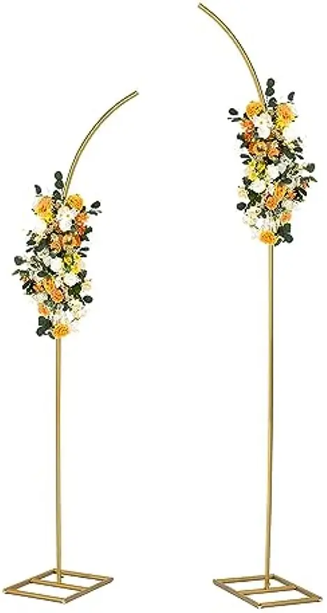 Metal Arch Backdrop Stand Set, Curved Top, Floral Stand Decoration, Ceremony, Birthday, Anniversary, Set of 2