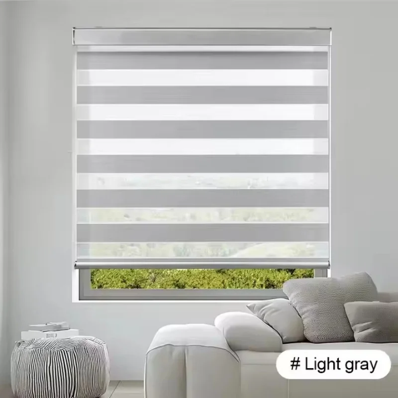 

Factory price popular modern design 100% polyester fabric automatic motor App Wifi remote control zebra blinds for window