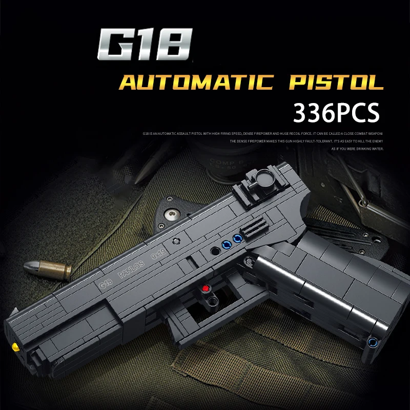 Military Pistol Building Blocks Gun Model Soft Bullet Shooting Can Fire DIY Assembly Bricks Toy Set Gift for Boys Kids Gifts