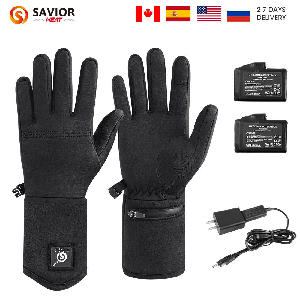 Savior Heat Electric Heated Glove Liners for Men Women Rechargeable Battery Heating Riding Ski Snowboarding  Cycling Thin Gloves