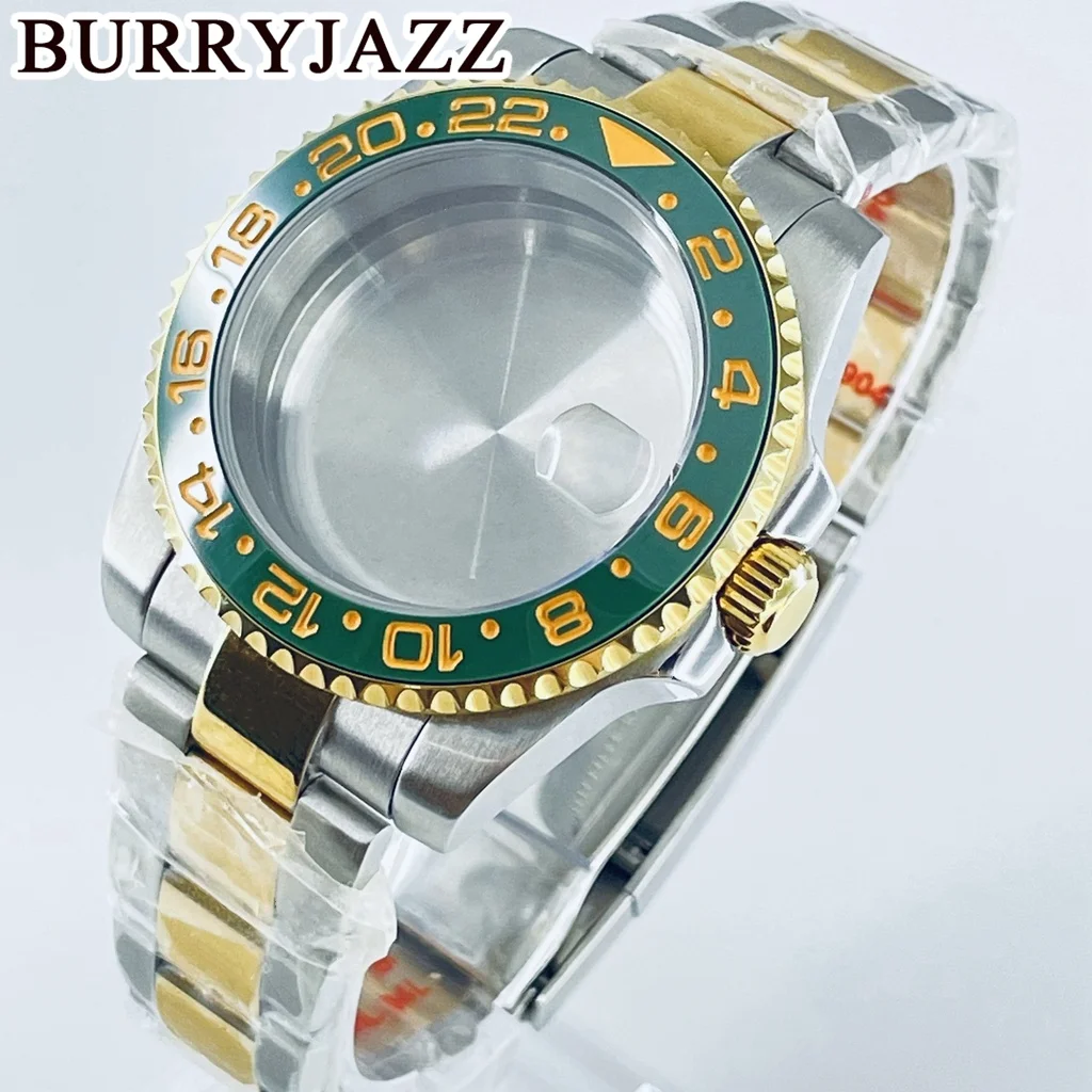 BURRYJAZZ 40mm SUB GMT Case NH35 NH36 NH34 NH38 NH70 NH72 ETA2824 PT5000 Watch Case Sapphire Glass Ceramic /Aluminum Bezel