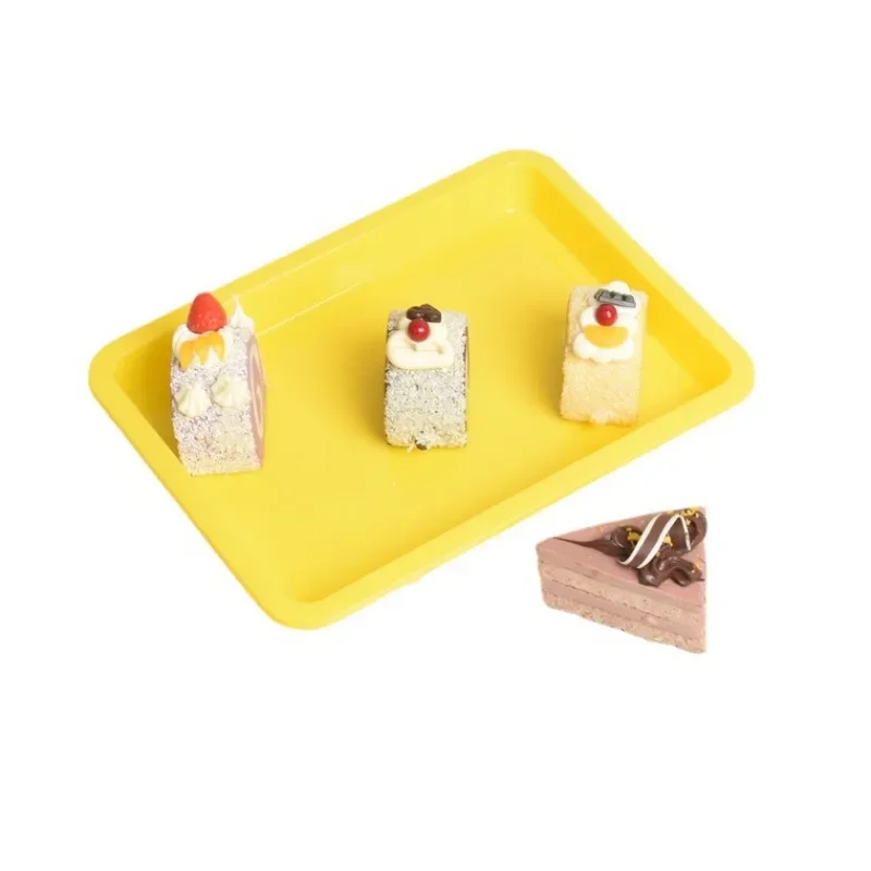 4PCS Square Plastic Trays Tea Breakfast Bread Snack Tray Dish Plate Bathroom Cosmetics Storage Rack Kitchen Organizer Serving